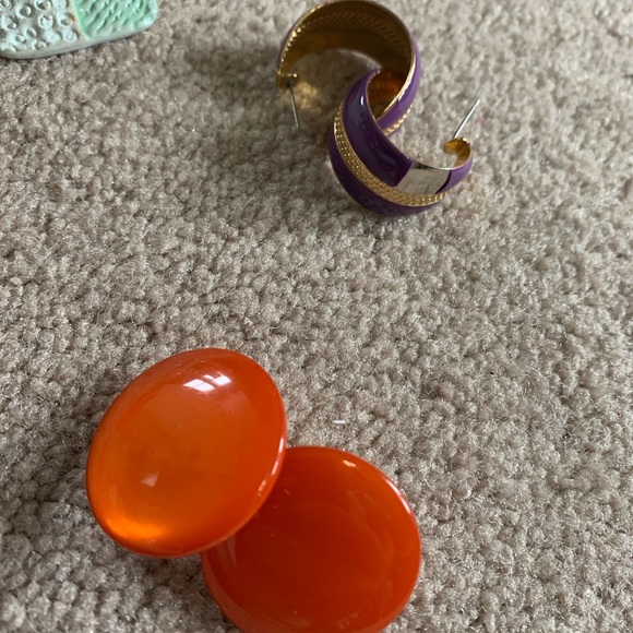 VTG 80’s pierced earring Lot of 8 Bold brightly colored retro - Picture 3 of 7